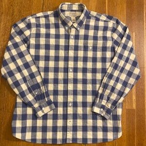 L.L. Bean Men’s XL-Reg Traditional Fit Blue & Cream Buffalo Plaid LS Shirt
